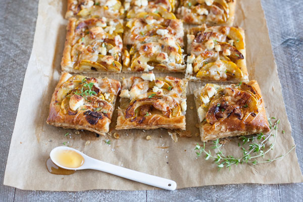Roasted Squash Tart with Goat Cheese and Thyme | BourbonandHoney.com