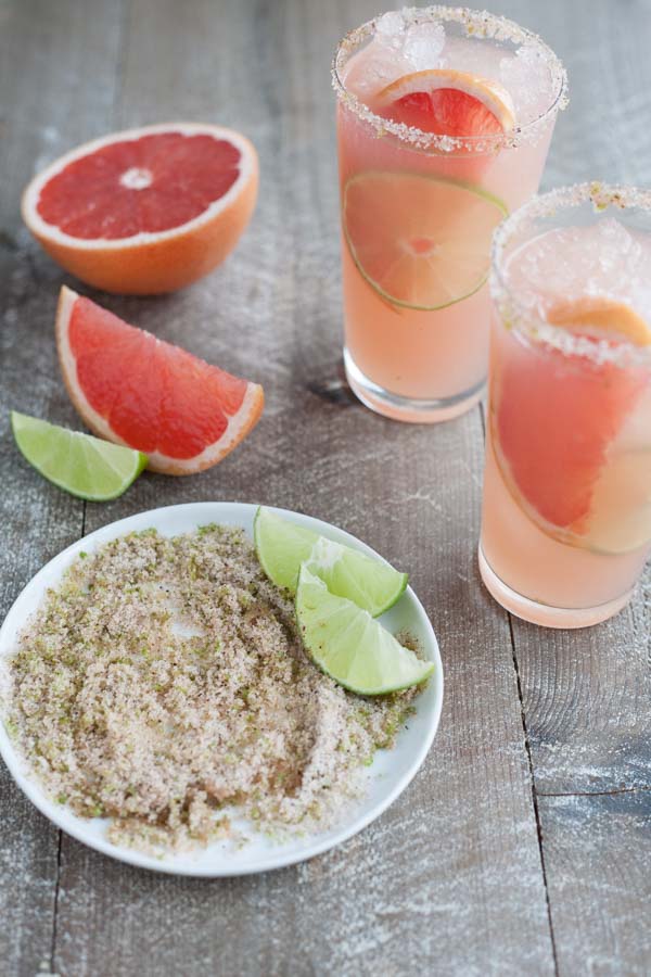 Paloma Cocktail with Chili Lime Salt | BourbonandHoney.com -- Fresh, citrusy and boozy, this bubbly Paloma Cocktail is a refreshing tequila drink with chili lime salt, it packs a punch!