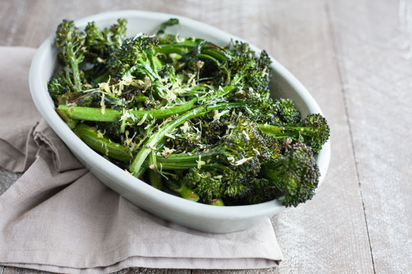 Easy Roasted Broccolini | BourbonandHoney.com -- This easy Roasted Broccolini is a super simple side dish recipe for weeknight dinners, brown bag lunches or snacking right from the sheet pan!