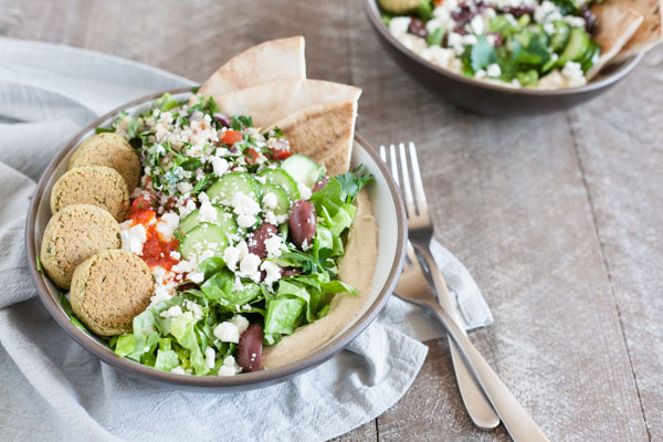 Mediterranean Falafel Bowls | BourbonandHoney.com -- Fresh, flavorful and oh so delicious these Mediterranean Falafel Bowls are an awesome recipe for lunch or a tasty light dinner!