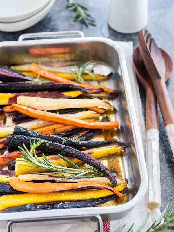 BROWN BUTTER MAPLE GLAZED ROASTED RAINBOW CARROTS | Plated Cravings