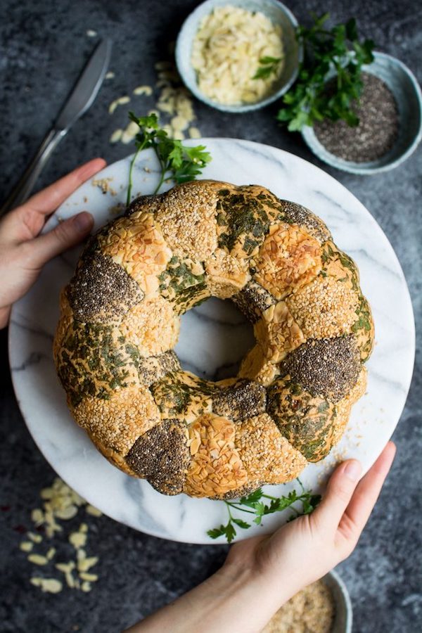 Tear and Share Bread with Herbs and Seeds | Lauren Caris Cooks