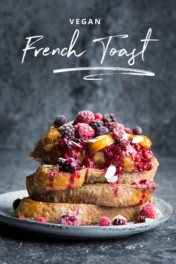 Vegan French Toast with Caramelized Bananas and Berries from Lauren Caris Cooks
