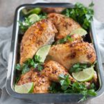 Bourbon and Honey Roasted Spatchcock Chicken | BourbonandHoney.com -- Sweet, subtly boozy and super easy, this Bourbon and Honey Roasted Spatchcock Chicken is the perfect roast chicken recipe for a crowd!