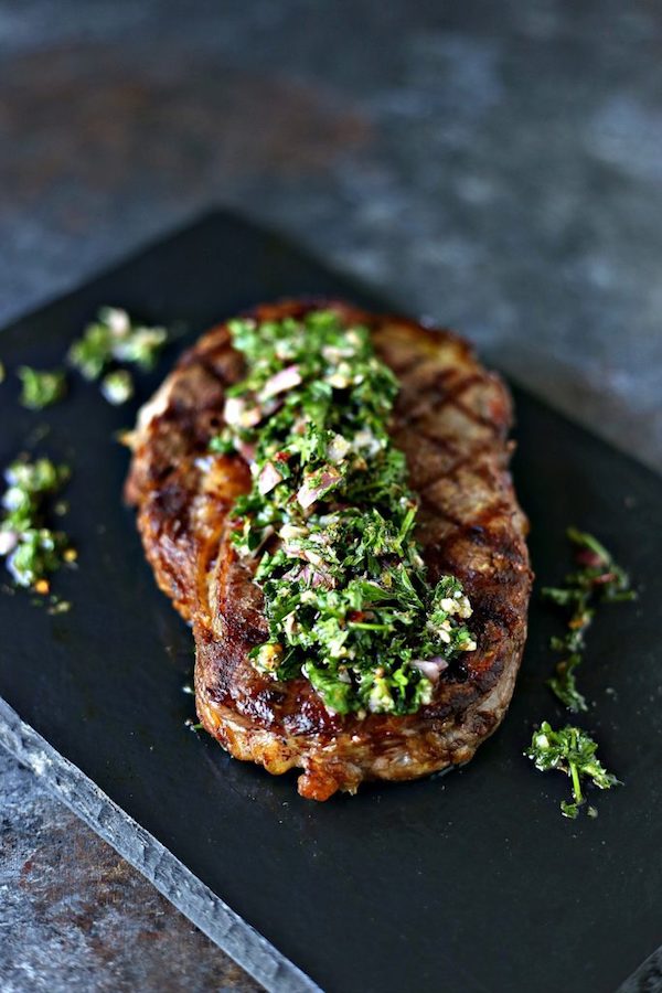 Grilled Rib Steaks with Chimichurri Sauce | Kiss My Smoke