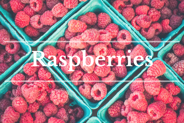 What's in Season: Raspberries | BourbonandHoney.com -- From corn and eggplant to green beans and peaches this ‘What’s in Season’ feature is a collection of the best fruits, veggies and recipes for the month of July.