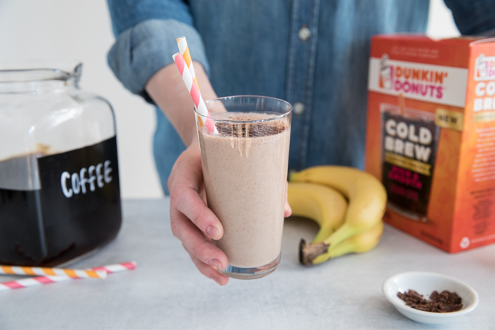 Cold Brew Banana Oatmeal Smoothie | BourbonandHoney.com | Creamy, caffeinated and frosty this Cold Brew Banana Oatmeal Smoothie recipe is the perfect all-in-one breakfast on the go or afternoon pick-me-up!