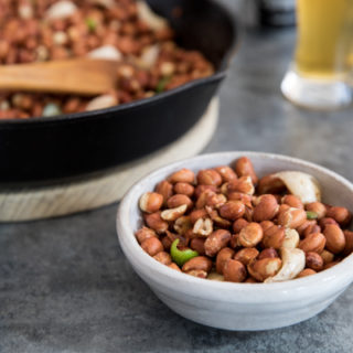 Pan Fried Spicy Garlic Peanuts | BourbonandHoney.com