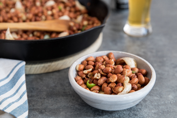 Pan Fried Spicy Garlic Peanuts | BourbonandHoney.com